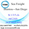 Trasporto merci del mare di Shantou Port a San Diego